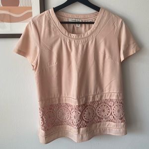 Petite Coldwater Creek Pink Lace Cut Out Top!